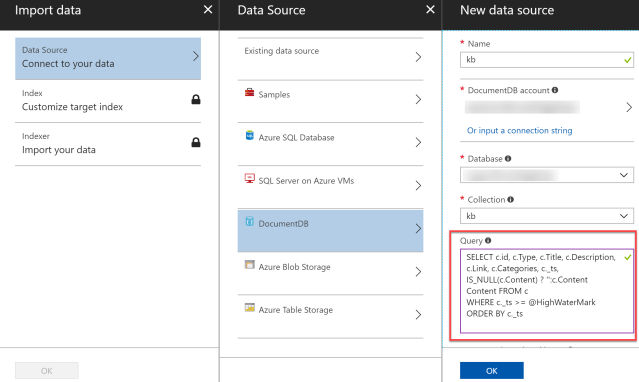 search data source configuration